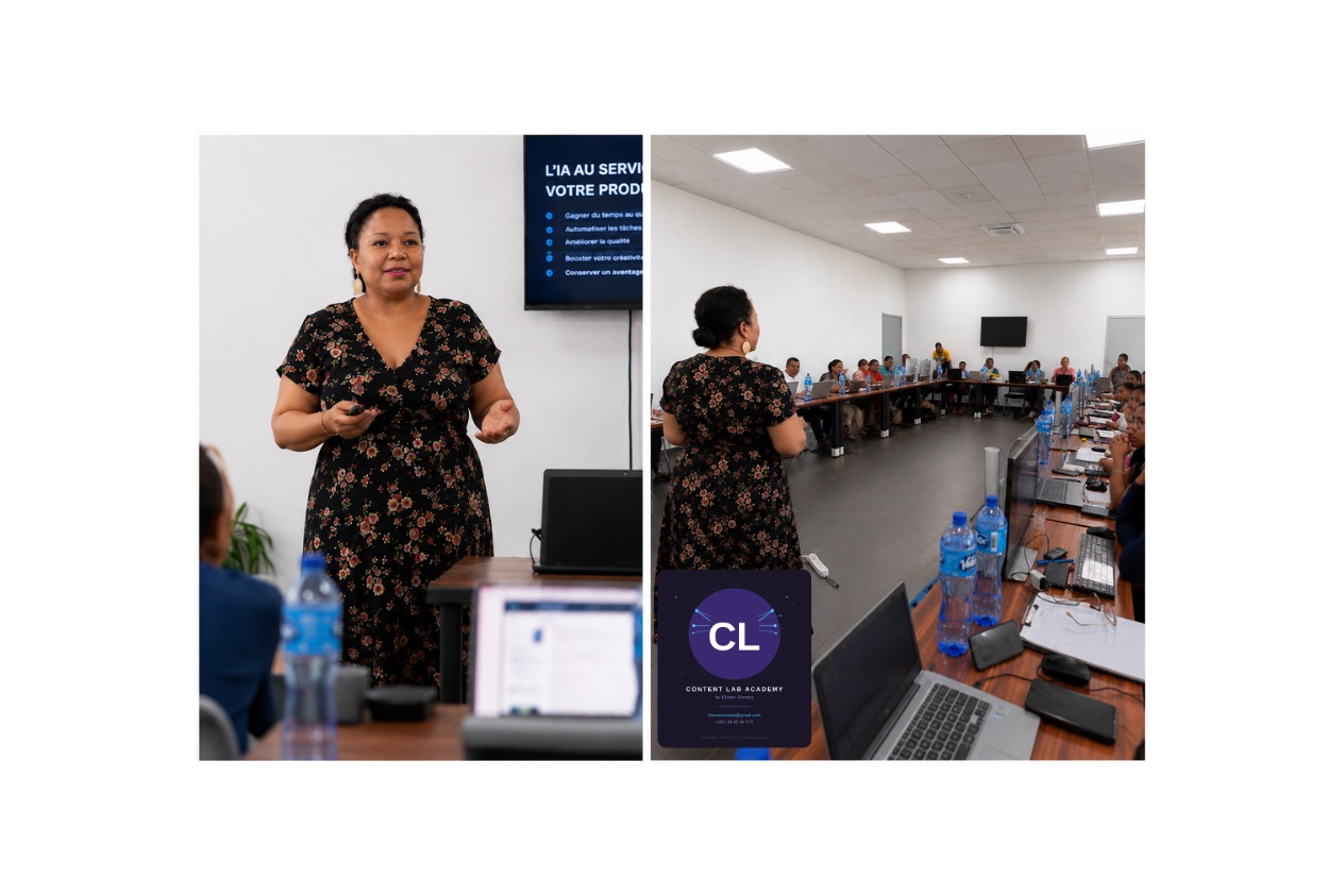 Eliane Ranosy animant l'Atelier Claude AI pour cadres et dirigeants à Antananarivo